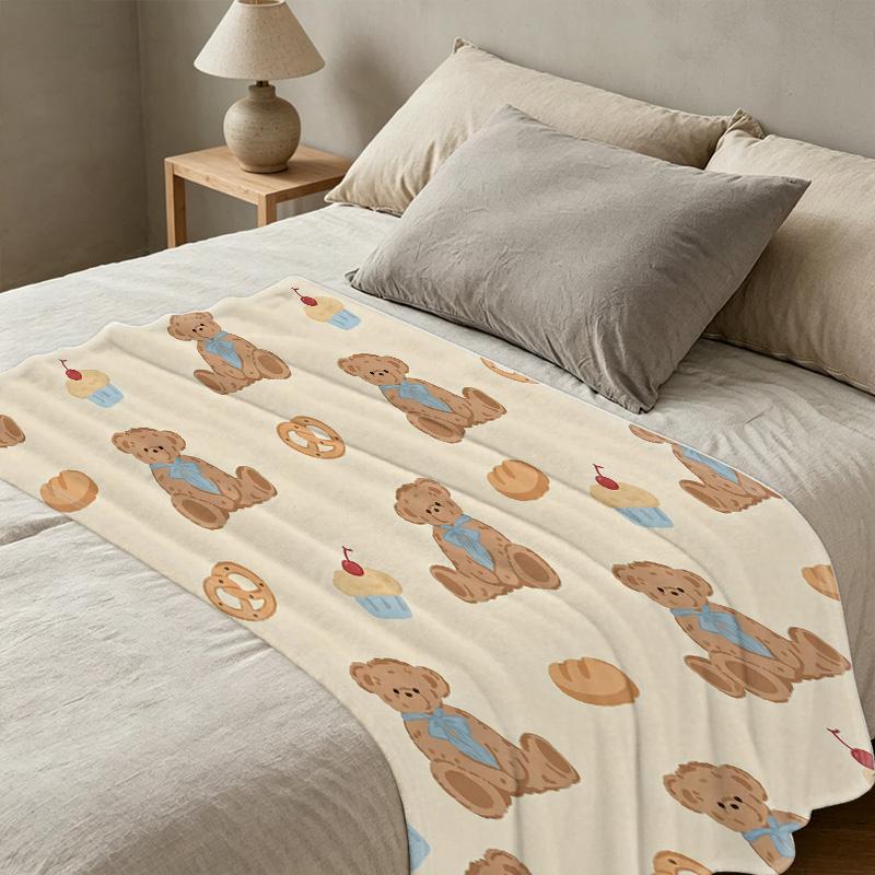 Soft Fuzzy Bear Flannel Blanket Breathable All-Season Plush Throw for Home Couch Nap, Office Use, Halloween & Christmas Holiday Decor