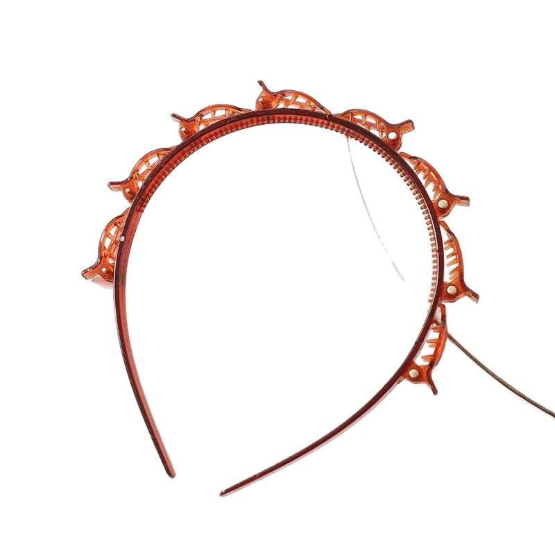 Woven Headband with Small Clips for Bangs - Multi-layer Hollow Braid Hairband