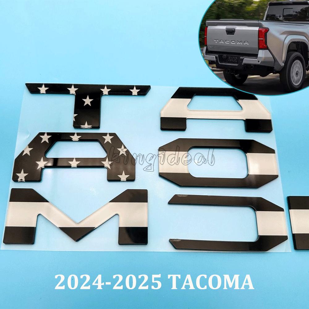 3D Tailgate ert Letter For 2024 2025 Tacoma Rear Emblem Decals Black US Flag