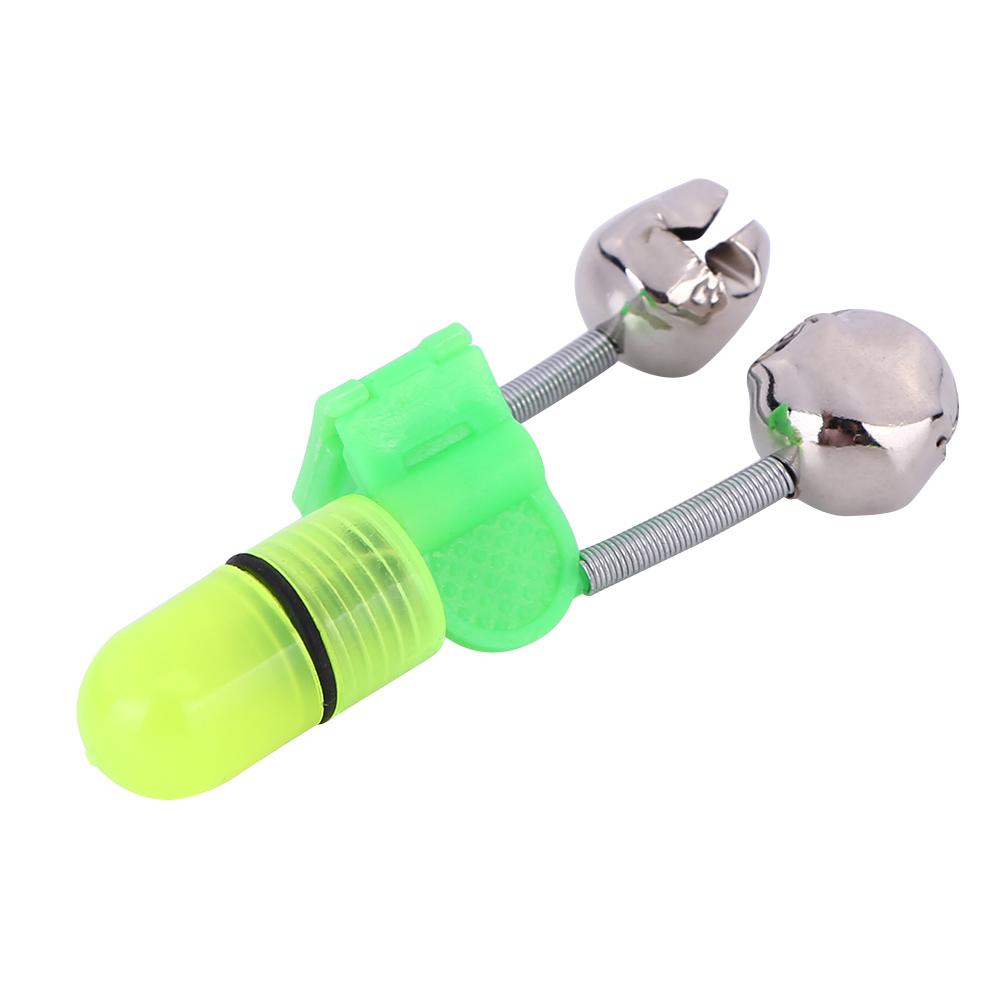 

Luminous Fishing Rod Tip with Twin Bells Bite Alarm Night LED Light ABS Fishing Bait Alarm Tackle Sea Fishing Practical Tools світло-зелений колір