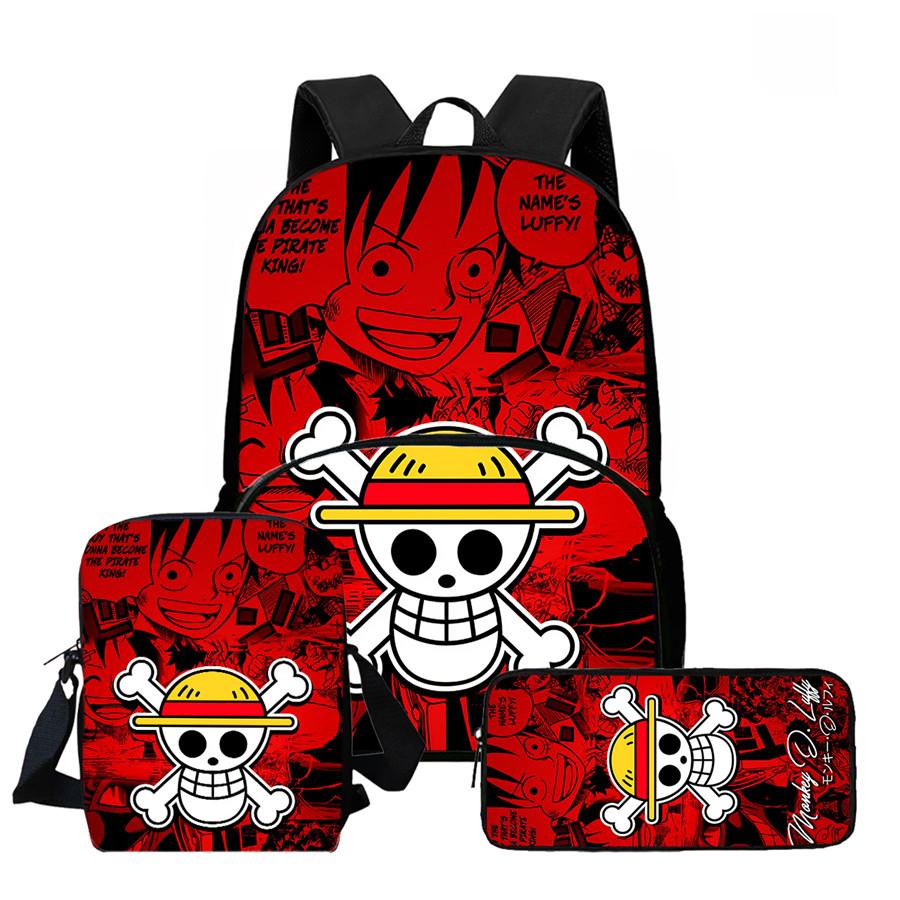 One Piece Lightweight 3PCS School Backpack Set with Front Pocket, Crossbody Bag and Pencil Case, Unisex for Boys Girls Age 6-10
