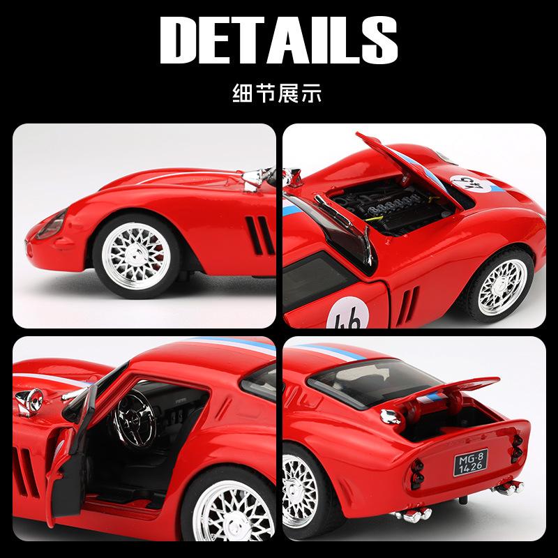 1:32 Classic Racing 250 Gt0 Supercar Alloy Toy Car Model Sound and Light Comeback Collection Display Children's Gift