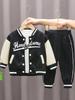 Spring Boys' New Baseball Uniform Long Sleeve Three-Piece Set - English Letter Design, Zipper, Casual for Infant & Toddler
