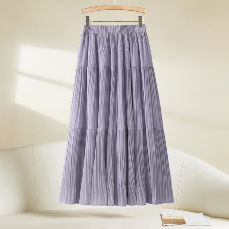 2025 Women's Summer Chiffon A-Line Midi Skirt - Slimming, Popular Style