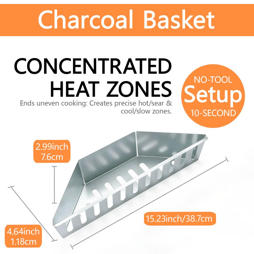 2PCS BBQ Stainless Steel Charcoal Basket for Weber Char-Basket Charcoal Holders Compatible with Weber 22 inch Charcoal Container