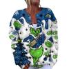 Women's Fashion Christmas Printed Long Sleeve Knitted Cardigan Button Down Jacket