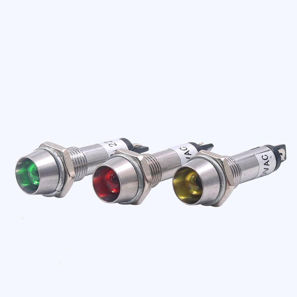 10Pcs Panel 8mm Mounting Red Green Yellow Indicator Light Indication LED Signal Lamp  DC24V XD8-1