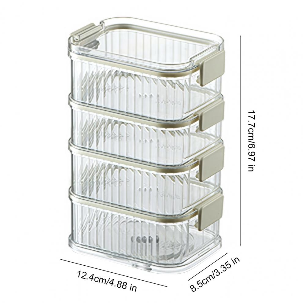 Spice Storage Box with 4/5 Compartments Leakproof Sealed Kitchen Organizer with Transparent Window for Peppercorns Chili Flakes