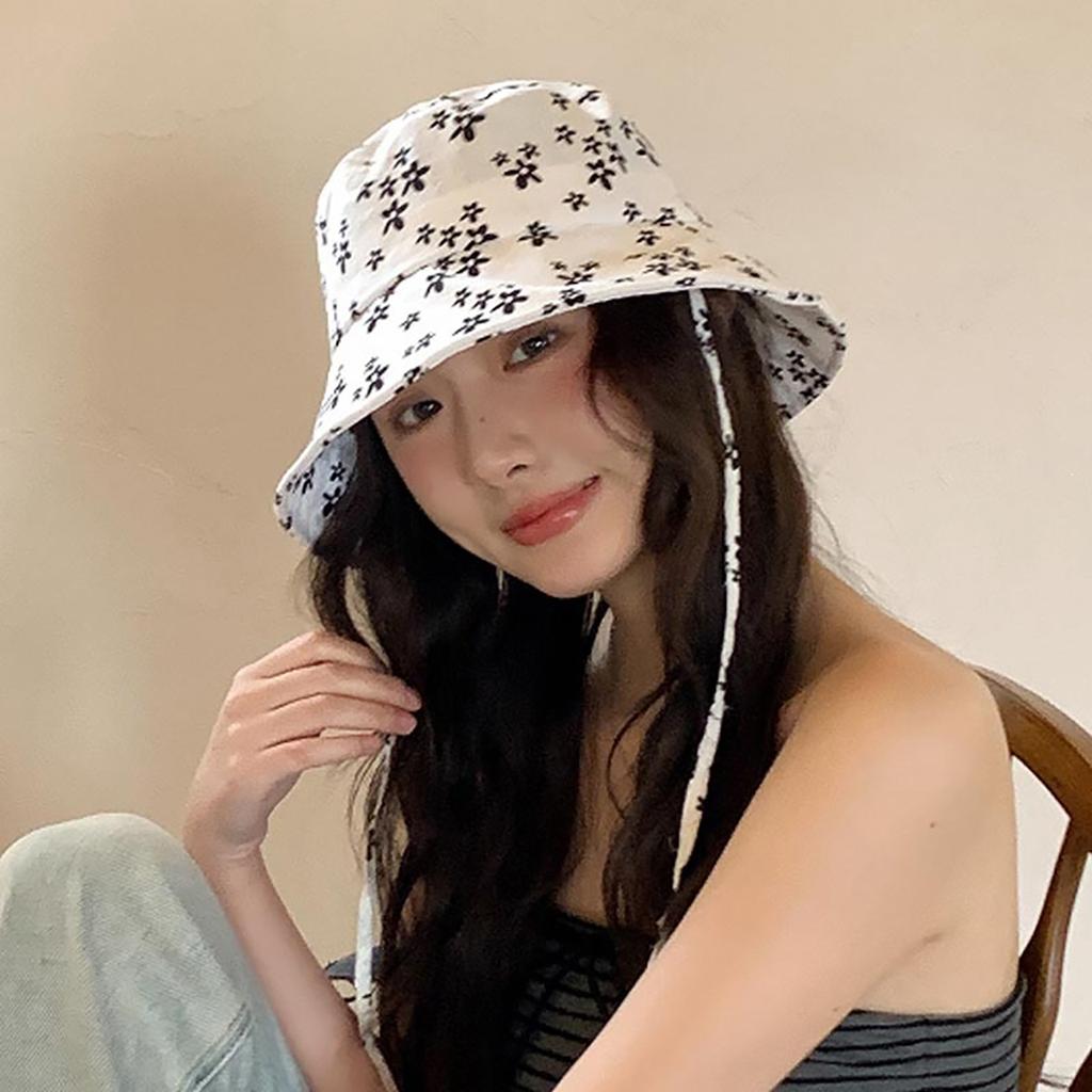 Floral Print Bucket Hats for Women Summer Wide-Brimmed Fisherman Hat Outdoor Travel Ladies Sun Protection Basin Cap