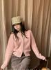2025 Autumn Winter Pure Wool Double Zipper Women's Round Neck Fluffy Loose Knit Sweater