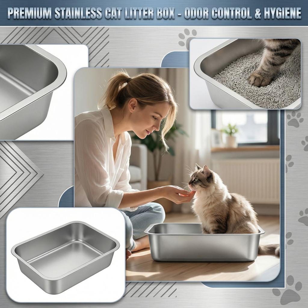 Open Ended Stainless Cats Litter Box
