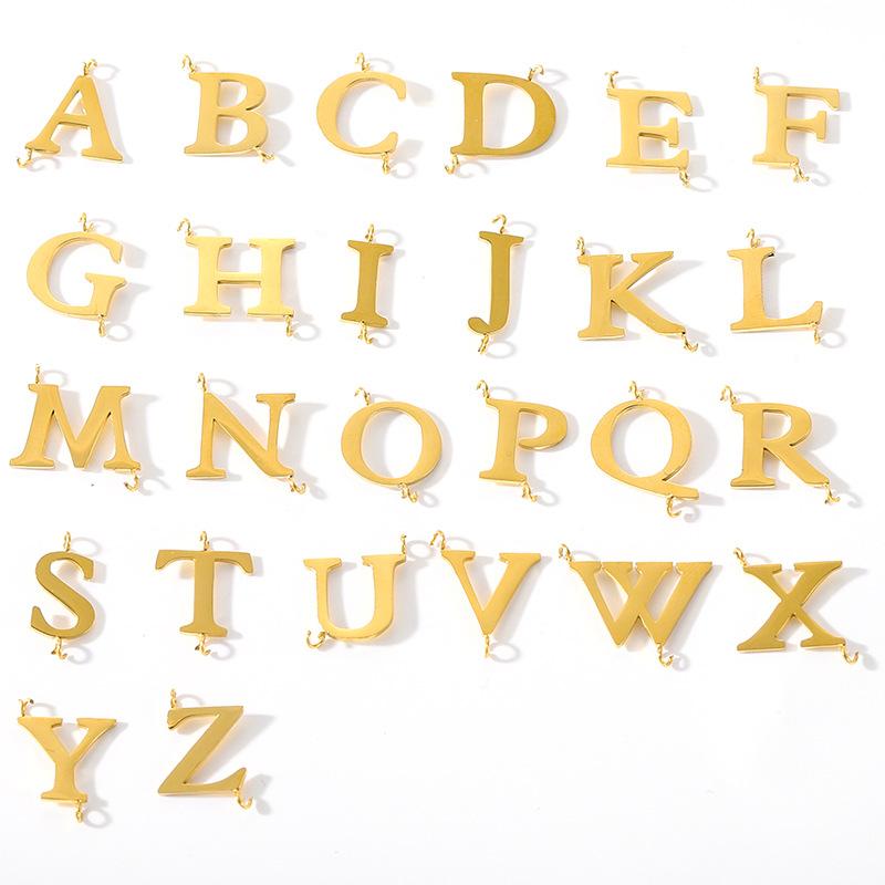 CARLIDANA Stainless Steel Gold Plated Capital Letters with Two Loops Waterproof Initial DIY Jewlery Making Charm Pendant