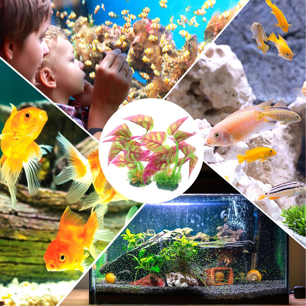 2 Pcs Aquarium Plants Large Fish Tank Decorations Vibrant Colored Easy Clean Artificial Stable Base L Scape Tools Terrarium