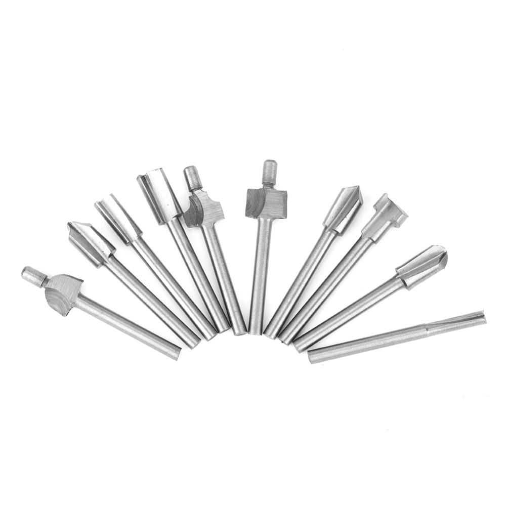 10PCS 1/8" Shank Router Bits Set HSS Material Flush Trim Bit Durable Wood Carving Bit Woodworking