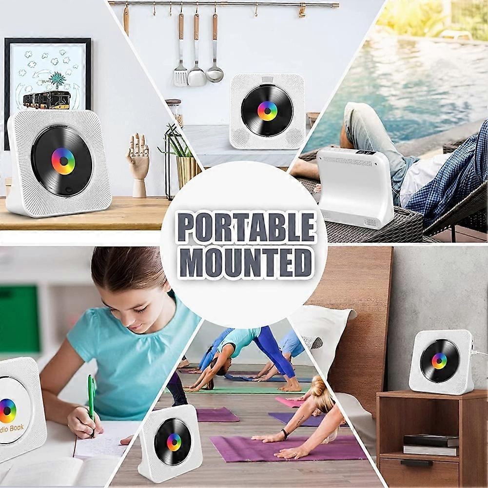 Odtwarzacz CD Przenośny Bluetooth Stacjonarny Odtwarzacz CD do Domu z Timerem Wbudowane Głośniki HiFi z Wyświetlaczem LCD Radio