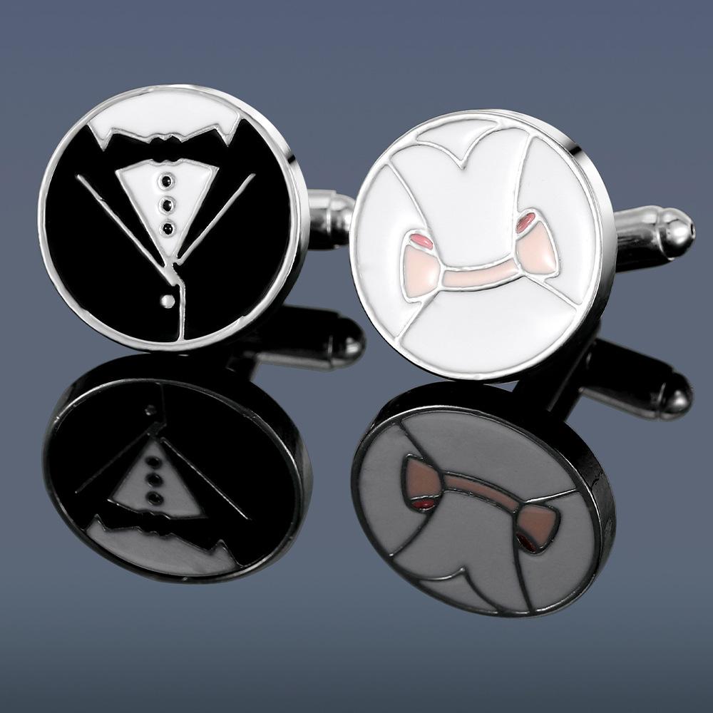 Fashion French Style Wedding Cufflinks Round Paint Alloy Suit Versatile Cuffs Nails Classic Couple Gifts Groom Sleeve Buttons