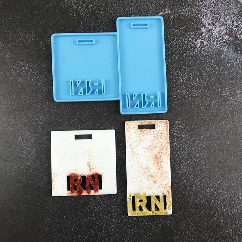 LPN Resin Mold for Keychain Badge Reel RN Nurse Name Tag Silicone Epoxy Mould Vertical Buddies Mold, 20211007052