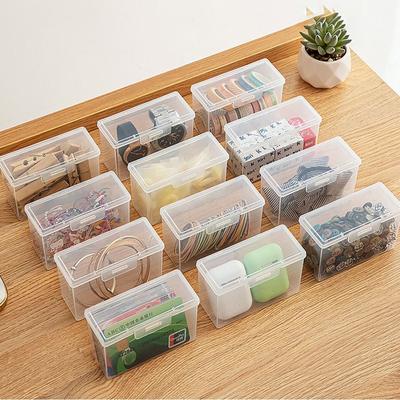 Small Transparent  Storage Box with Lid Multi-purpose Plastic Storage Case ID Card Organizer Photocard Small Thing Container