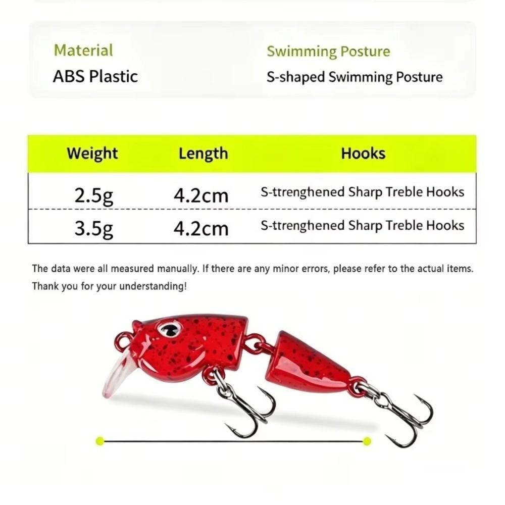 2-Section Joint Slow Sinking Minnow 3.5g Weight Wobbles Bait Mini Micro Fishing Bait Bass Fishing