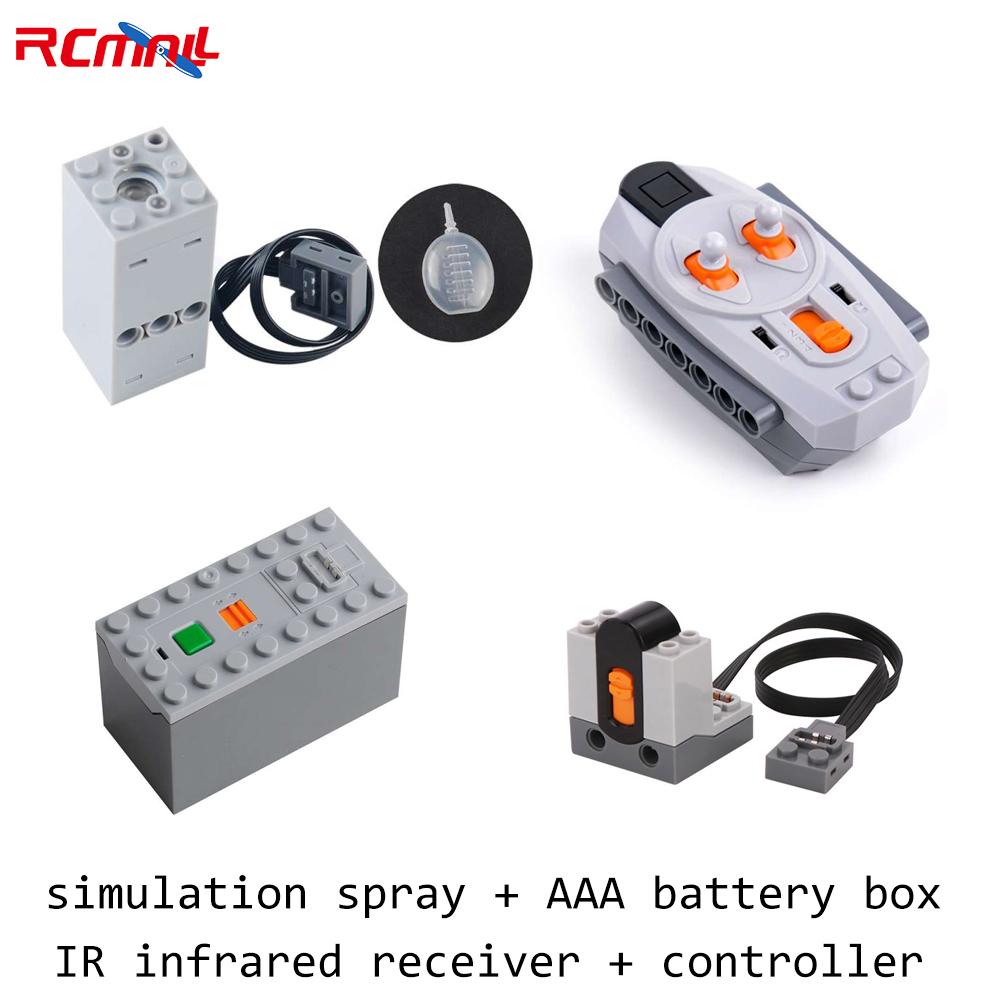 Klocki MOC Symulacja Rozpylacz Nebulizator Części Wydechowe Tor Kolejowy Silnik Odbiornik Kontrolera IR Seria Mould King Silnik