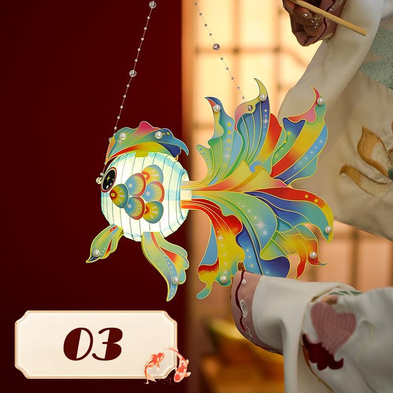 

DIY Goldfish Lantern Mid-Autumn Spring Festival Portable Glow Lantern Chinese Antique Lanterns Make Kits For DIY Crafts