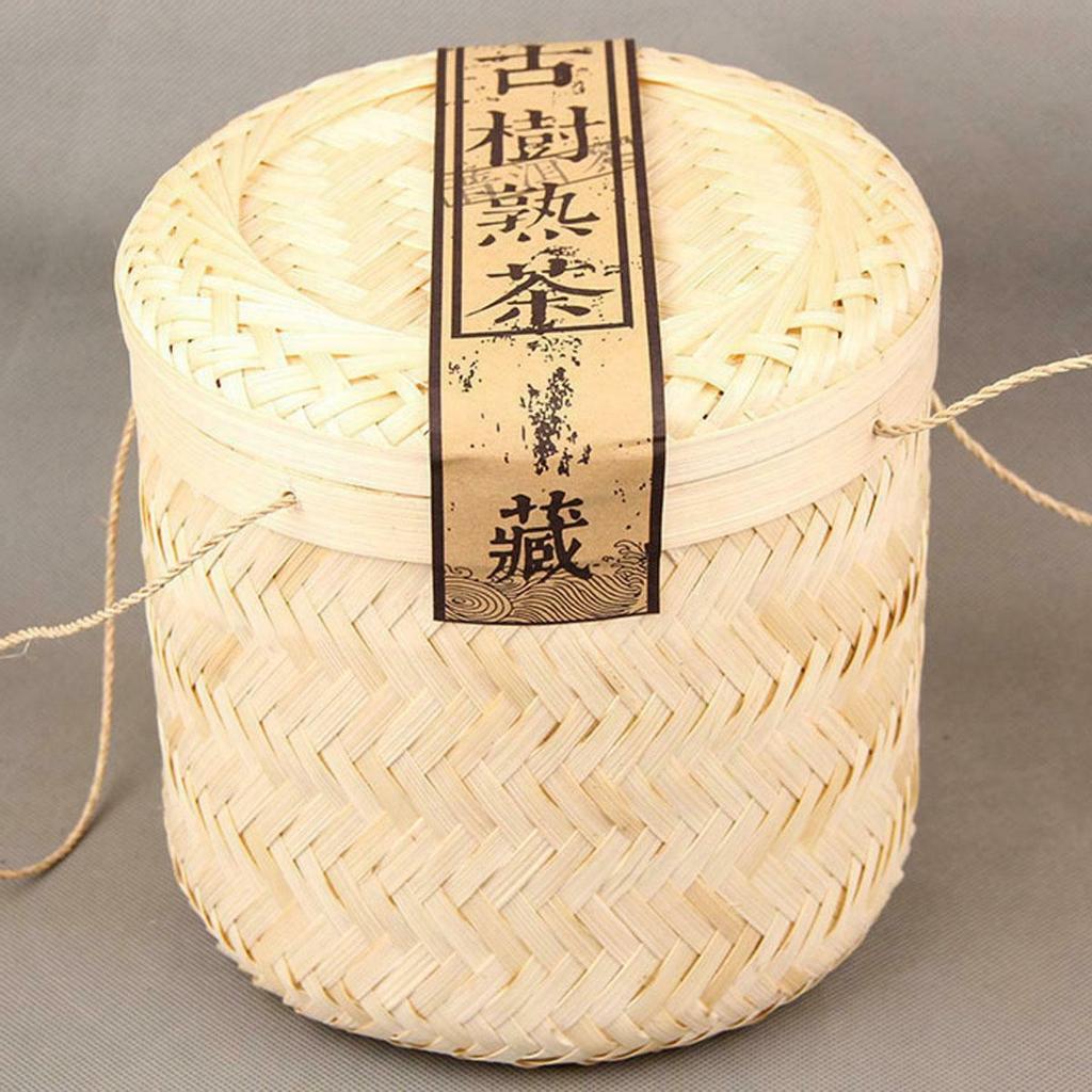 800g Ripe Puerh Tea Bamboo Basket Packing Loose Tea Ancient Tree Spring Puer Tea