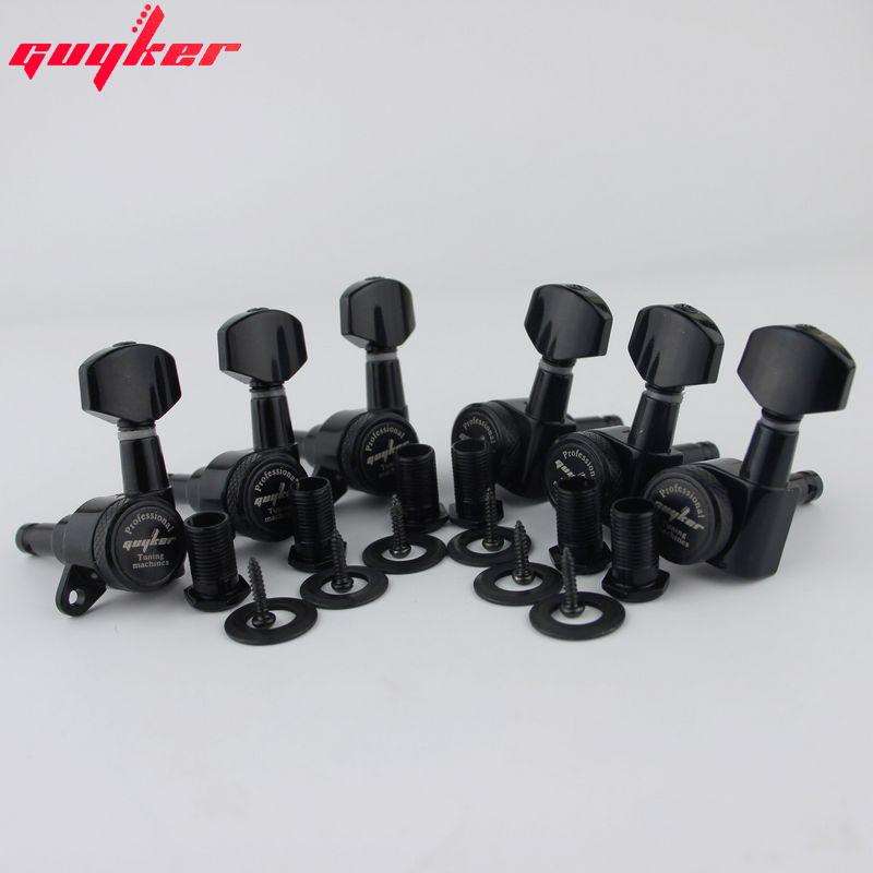 1 Set GUYKER Schwarze Locking-Gitarrenmechaniken Stimmmechaniken Übersetzungsverhältnis 1:18