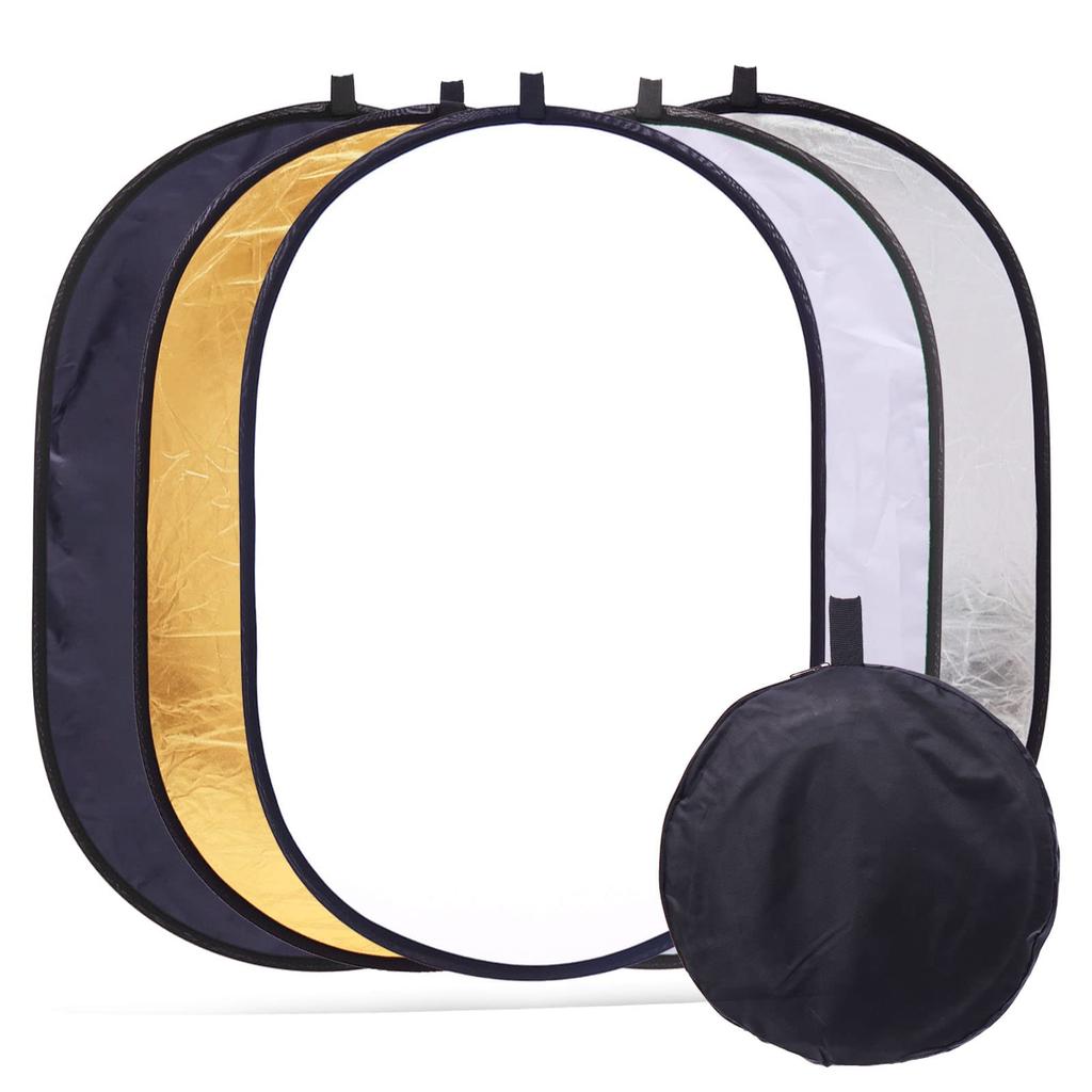 60 × 90cm 5 In 1 Foldable Oval Photography Reflector Set  Including Soft Plate Multi Sided Reflector and Storage Bag