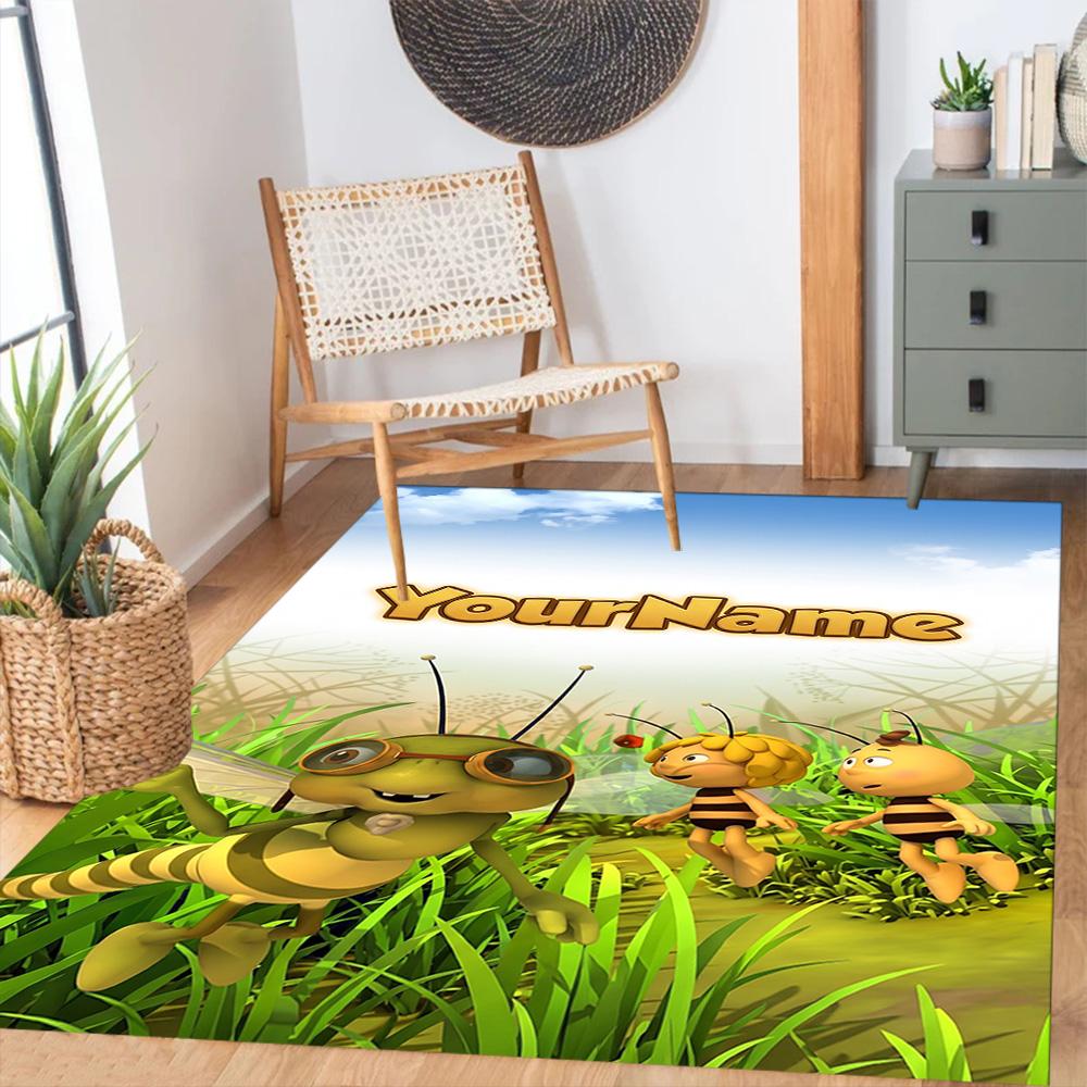 Biene Maja Customizable Name Floor Mat Perfect for Hallway Game Room Outdoor Living Rooms Antislip Carpet Office home decor Perfect Gift for Women/Men