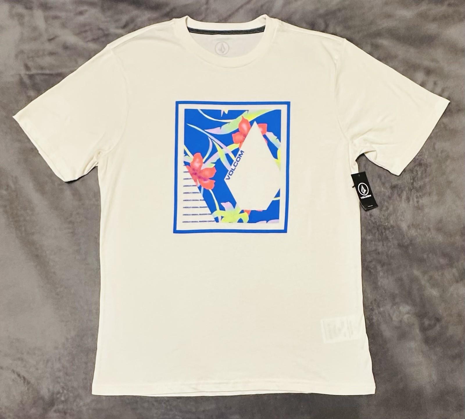Volcom Sprayz Floral Geometric Colorful & White Graphic Print Mens Medium Shirt L