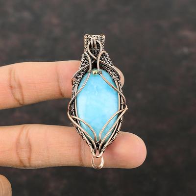 Hemimorphite Pendant Copper Wire Wrapped Gemstone Pendant Wire Wrap Jewelry Pendant For Women Handmade Pendant Copper Jewelry Gift For Him