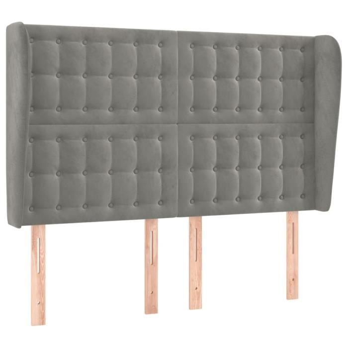 VidaXL Tête de lit avec oreilles Gris clair 147x23x118-128 cm Velours3118438
