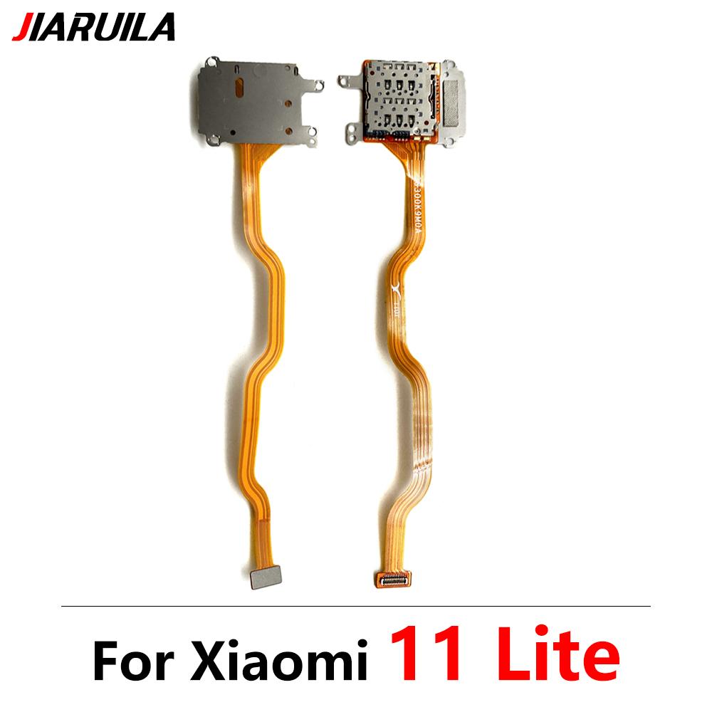 New For Xiaomi 11 Lite 1G SIM Card Holder Tray Slot Reader Socket Flex Ribbon Cable Replacement For Mi 11 Lite
