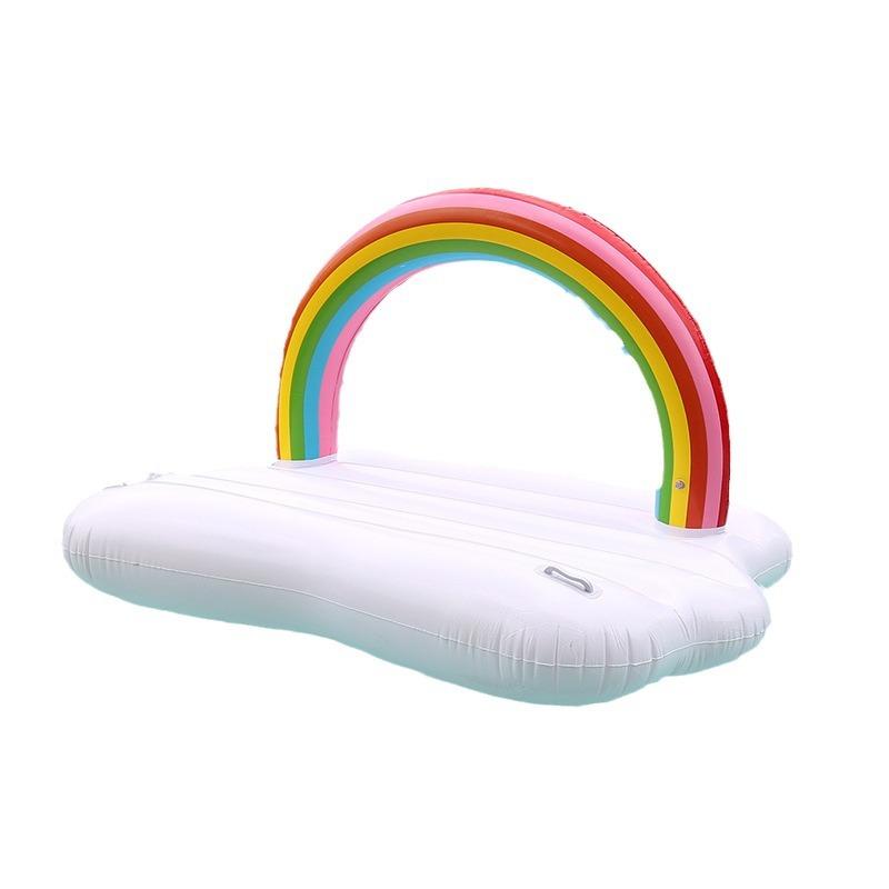 Galleggiante Gonfiabile Nuvola Arcobaleno Piscina Isola Acquatica Gigante Materassino Gonfiabile Zattera per Festa Acquatica Estiva Giocattolo
