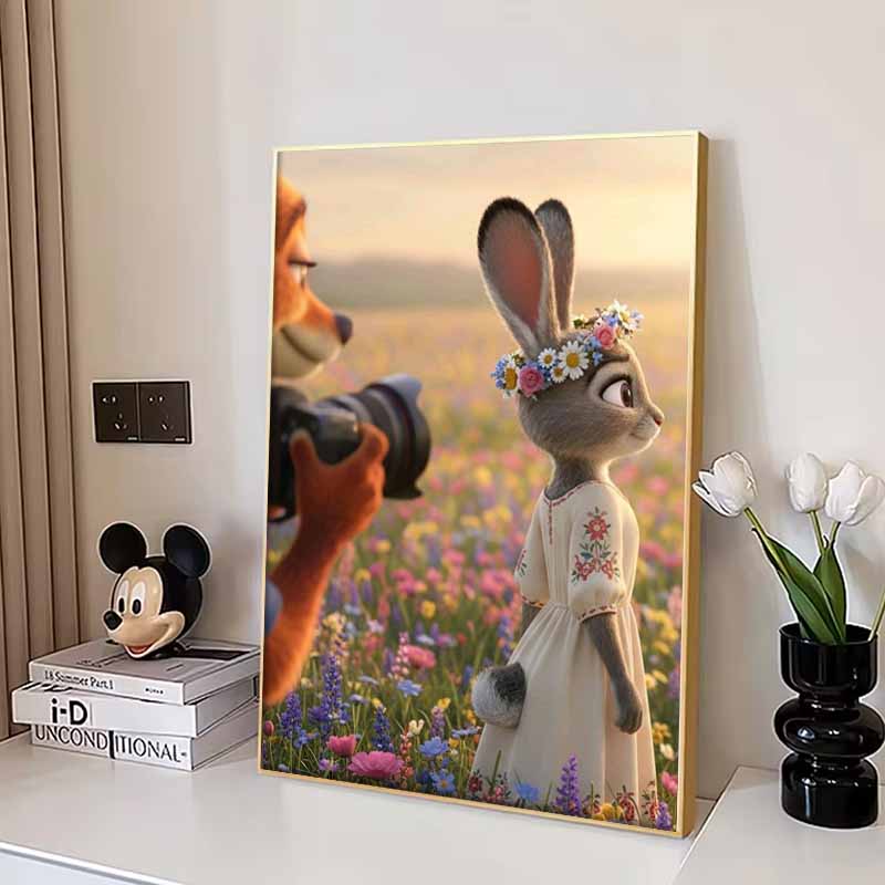 Disney Diamond Painting Judy and Nicks Spring Flower Field Cartoon Mosaic Diamond Cross Stitch DIY Gift Home Decor