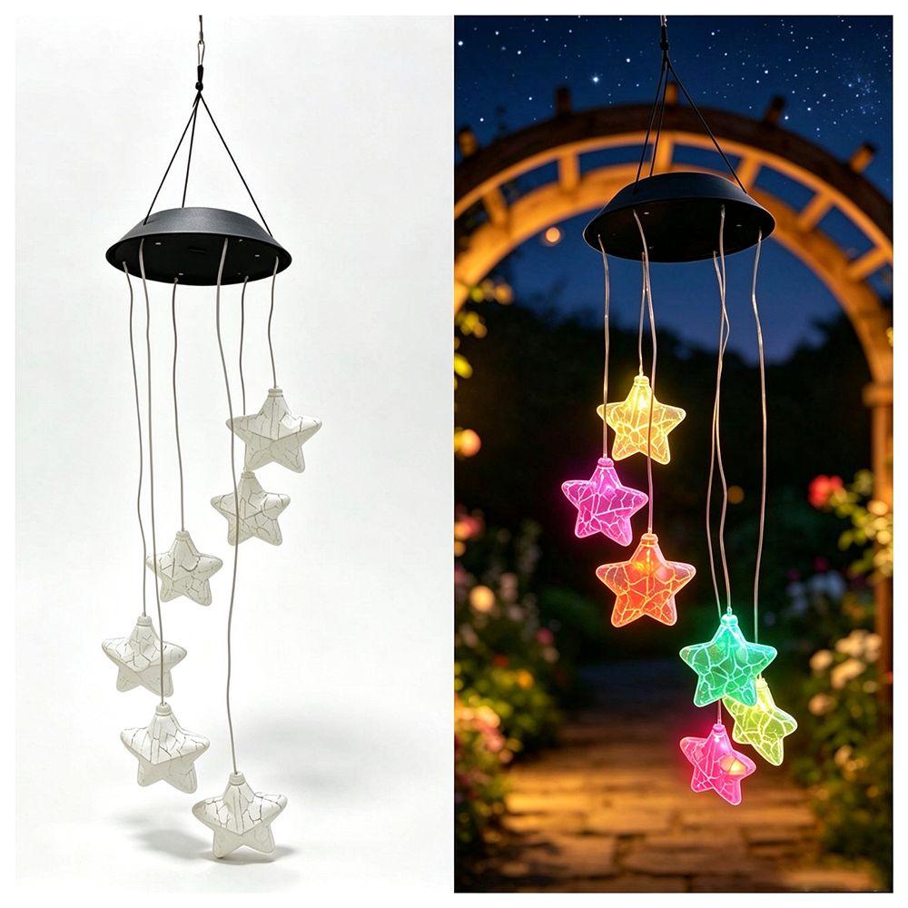Oval Wind Chime Light Star Solar Decorative Lamp Hanging Solar Lamp For Decorating Your Home