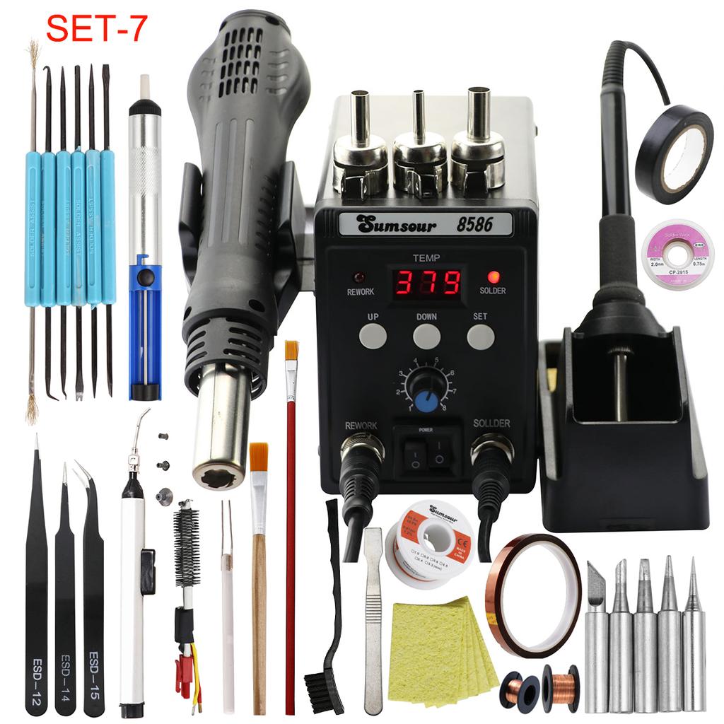 Sumsour 8586 Soldering Iron Hot Air Heat Gun SMD BGA Rework Desoldering Solder Station For Welding Repair Tools
