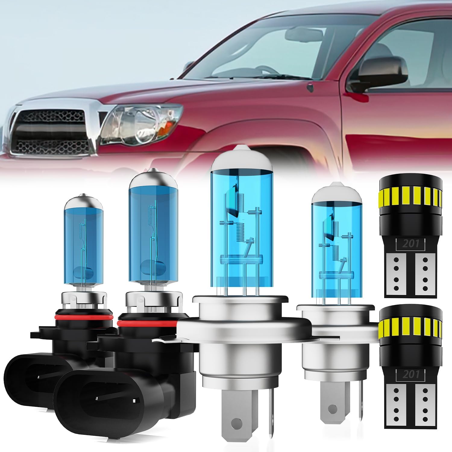 

Headlight Bulbs License Plate Lights Fit For Toyota Tacoma 2005-2011, 9003 High Low Beam + 9145 Fog Lights Halogen Light Bulb + License Plate Lights, Compatible With Toyota Ta