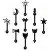 Cross-Border Hot Multi-Color Stainless SteelPiercing Eyebrow Nail Zircon Love Moon Star Eyebrow Studs