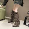 Fashion Fashion 2025 Belt Buckle Women's Boots New Slip-on Modern Boots Women Winter Metal Decoration Comfortable Knee-High Bootszapatos