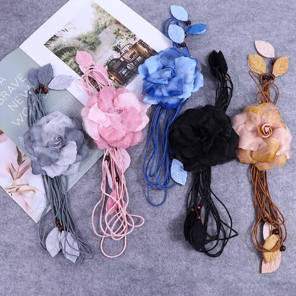 Women Fashion Dress Decorated Thin Tassle Chiffon Belts Waistband Waist Chain Waist Rope