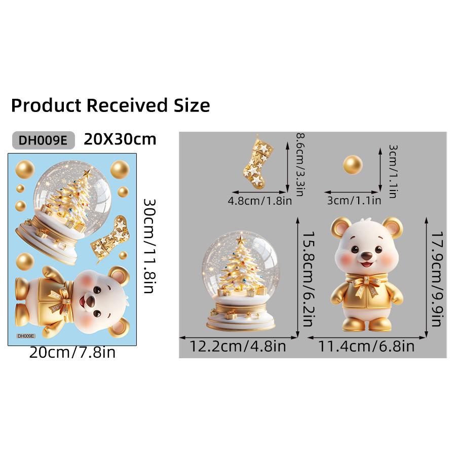 Christmas Snowflake Elk Snowman Glass Sticker Noel Ornaments Xmas Wall Stickers Merry Christma Decor Happy New Year Sticker
