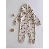 Korean Style Ins Moon and Puppy Pattern Side Zipper Long Hooded Spring and Autumn Jumpsuit for Baby Boys and Girls Cotton