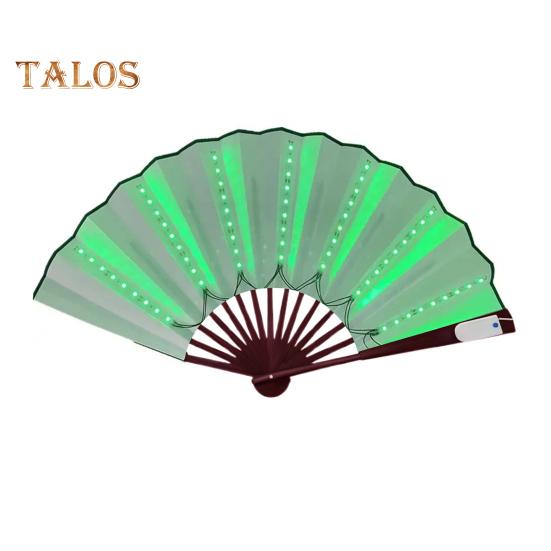 2 Pcs LED Lighted Dance Fans Foldable Handheld Rave Fans Light-up Folding Fans for Stage Performance Birthday Party Wedding