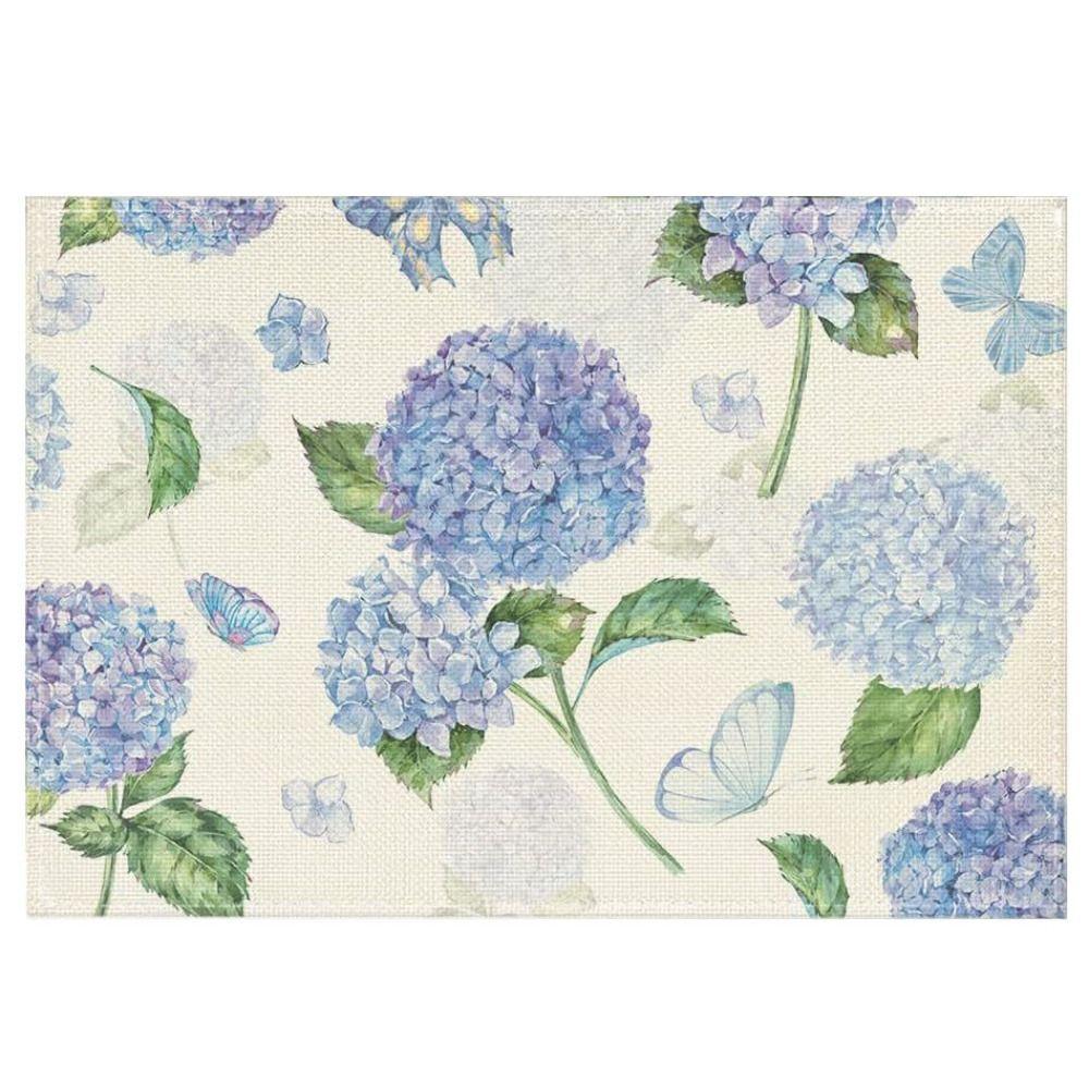 Heat Resistant Table Mat Anti Slip Tableware Pad Green Plants Linen Placemat  Table Decoration