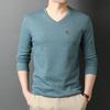 Spring New Cotton Sweetheart V-neck Long-sleeved T-shirt Men's Fashion Korean Style Casual Loose Men's Bottoming Shirt