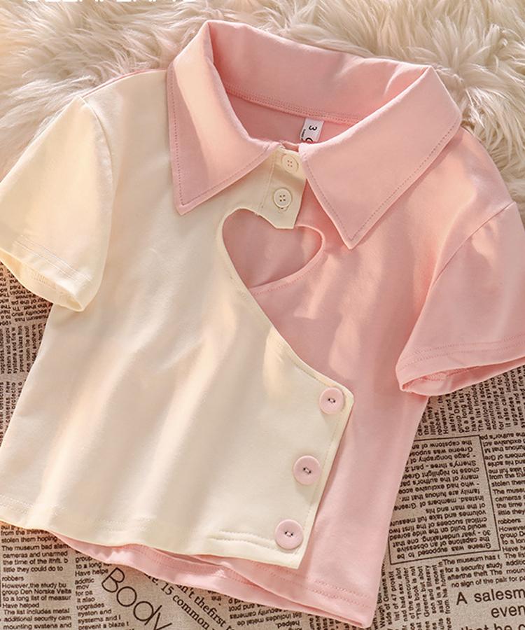 

Женские вязаные розовые рубашки с вырезом в форме сердца, воротник-поло и пуговицы с коротким рукавом, повседневная модная женская блузка, топы, летние XL белый