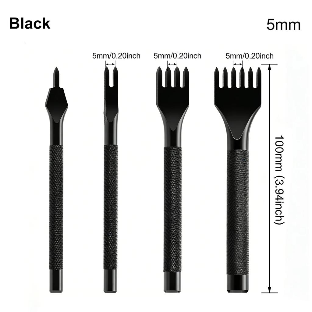 4Pcs/set 1/2/4/6 Prong DIY Leather Hole Punch Tool Leather Stitching Tools Diamon Chisel Leather Carving Punch Hole Tool
