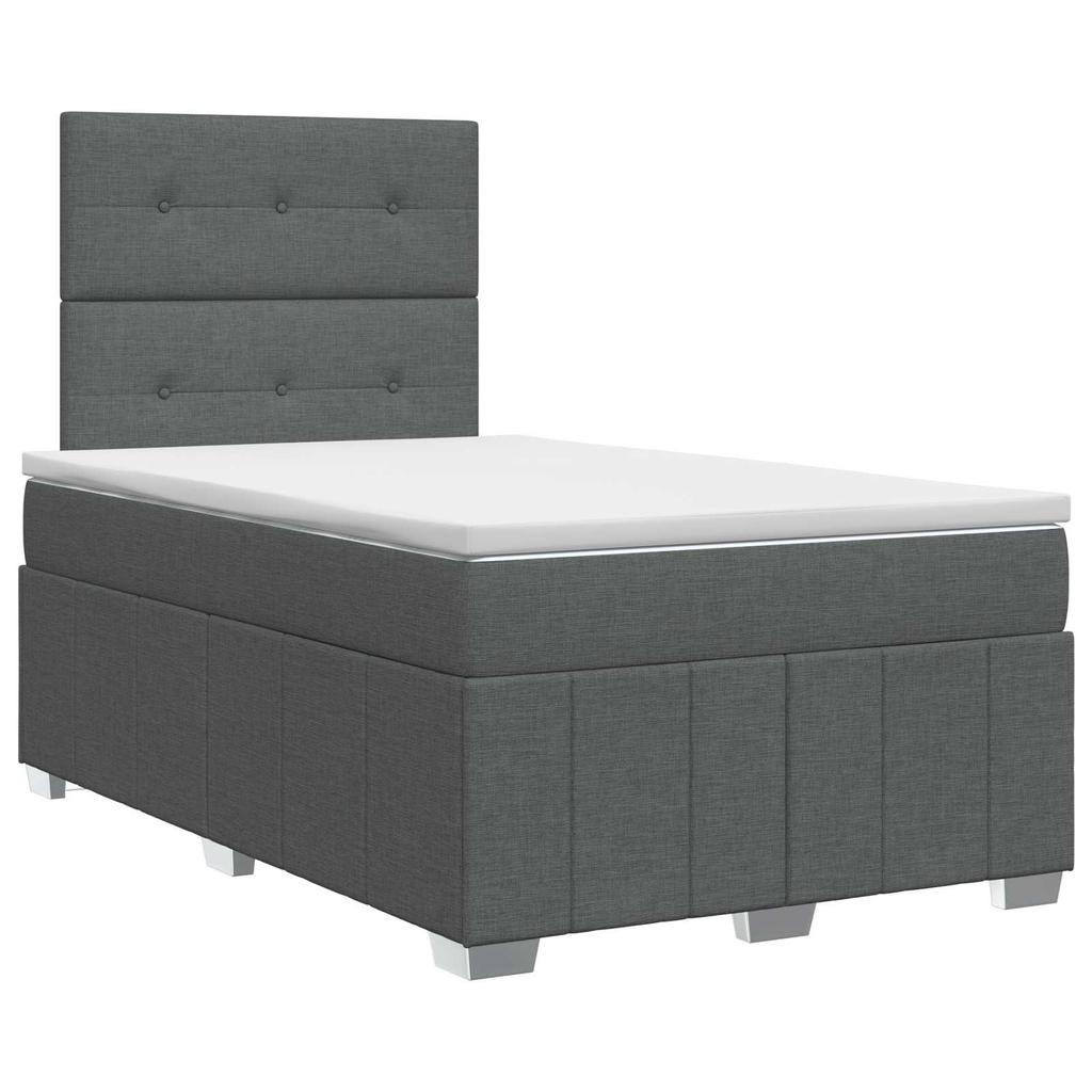 Box Spring Bed with Mattress Dark Grey 120 X 200 Cm Fabric