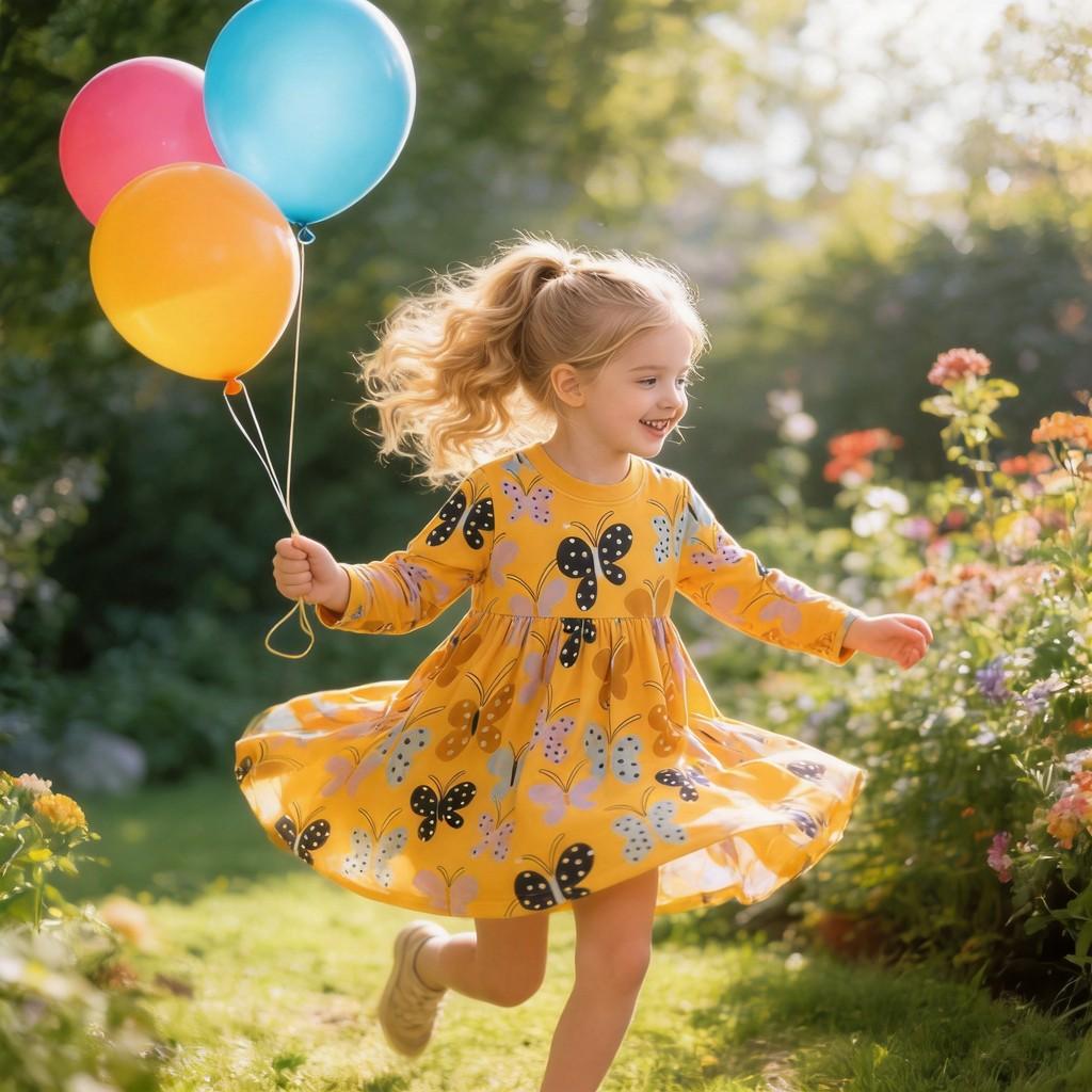 Girls Summer Fashion Cotton Long Sleeve Princess Dress For Age 3 To 8 Years